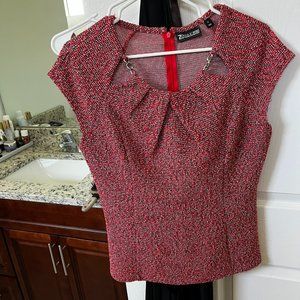 red/pink blouse and skirt set